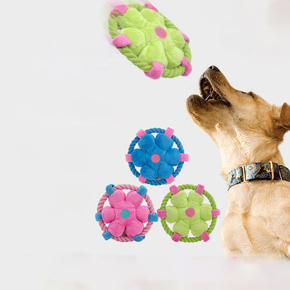 Frisbee Souple en Tissu & Corde pour Chien