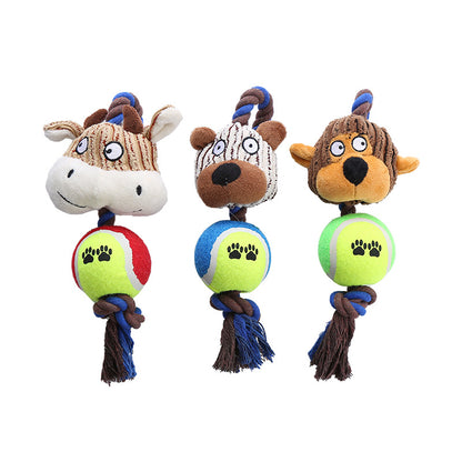 Jouet interactif balle & corde & peluche