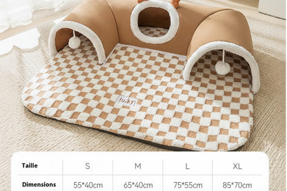 Tapis & Nid Tunnel Cache-Cache pour Chat – Aire de Jeu & de Repos