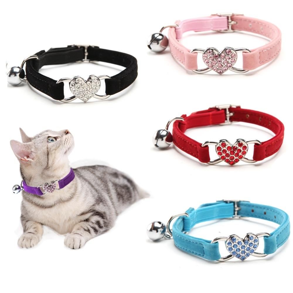 Collier pour chat avec pendentif cœur ou nœud