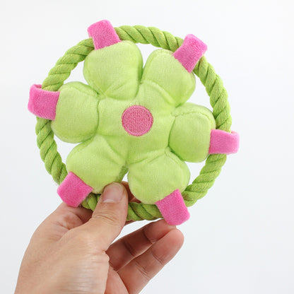 Frisbee Souple en Tissu & Corde pour Chien