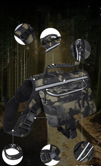 Sac à Dos Tactique Outdoor pour Chien – Grande Capacité Ajustable