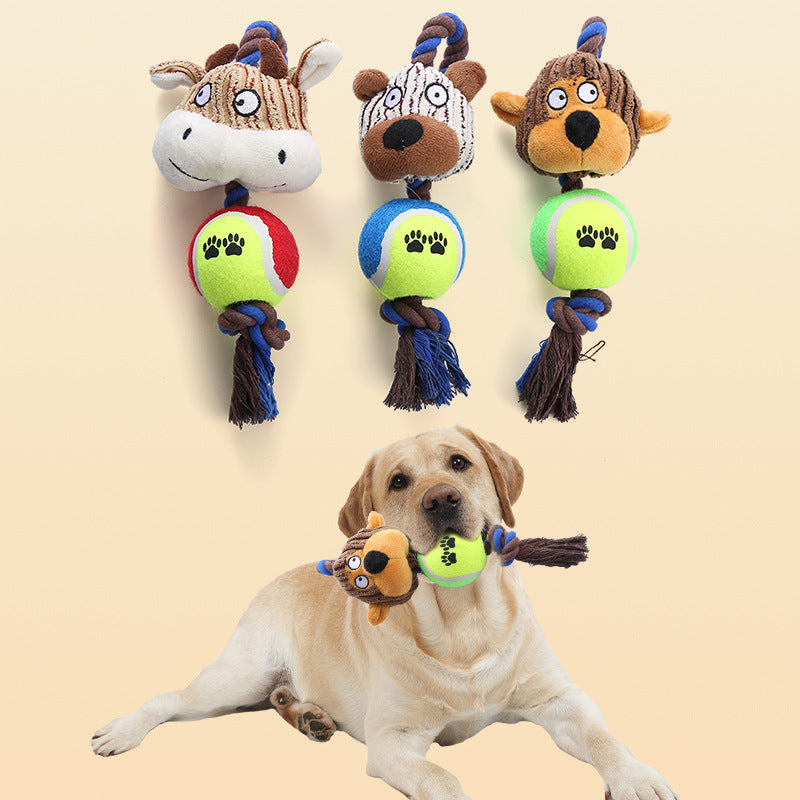 Jouet interactif balle & corde & peluche