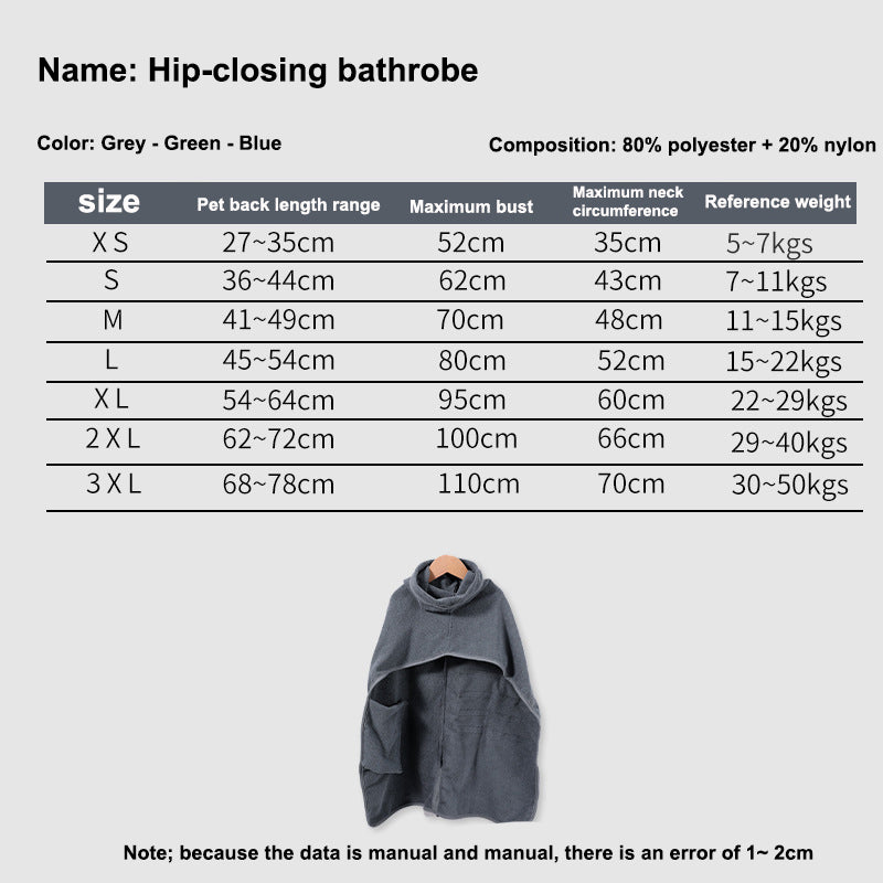 Peignoir de Bain Absorbant pour Chien – Séchage Rapide & Ajustable