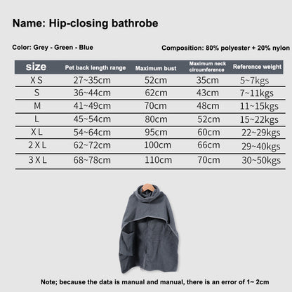 Peignoir de Bain Absorbant pour Chien – Séchage Rapide & Ajustable