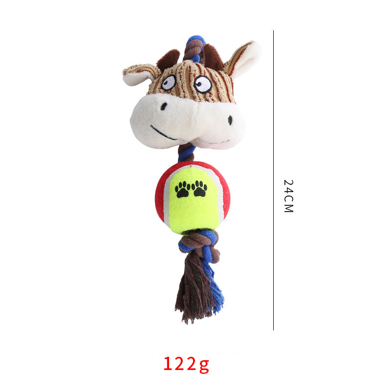 Jouet interactif balle & corde & peluche