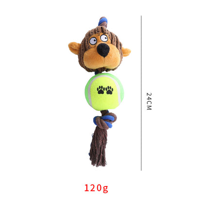 Jouet interactif balle & corde & peluche
