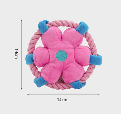 Frisbee Souple en Tissu & Corde pour Chien