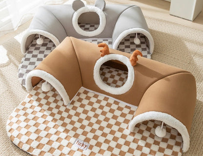 Tapis & Nid Tunnel Cache-Cache pour Chat – Aire de Jeu & de Repos