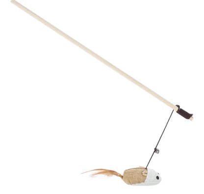 Canne à pêche pour chat – Jouet interactif naturel