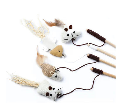 Canne à pêche pour chat – Jouet interactif naturel