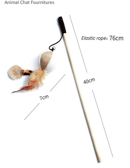 Canne à pêche pour chat – Jouet interactif naturel