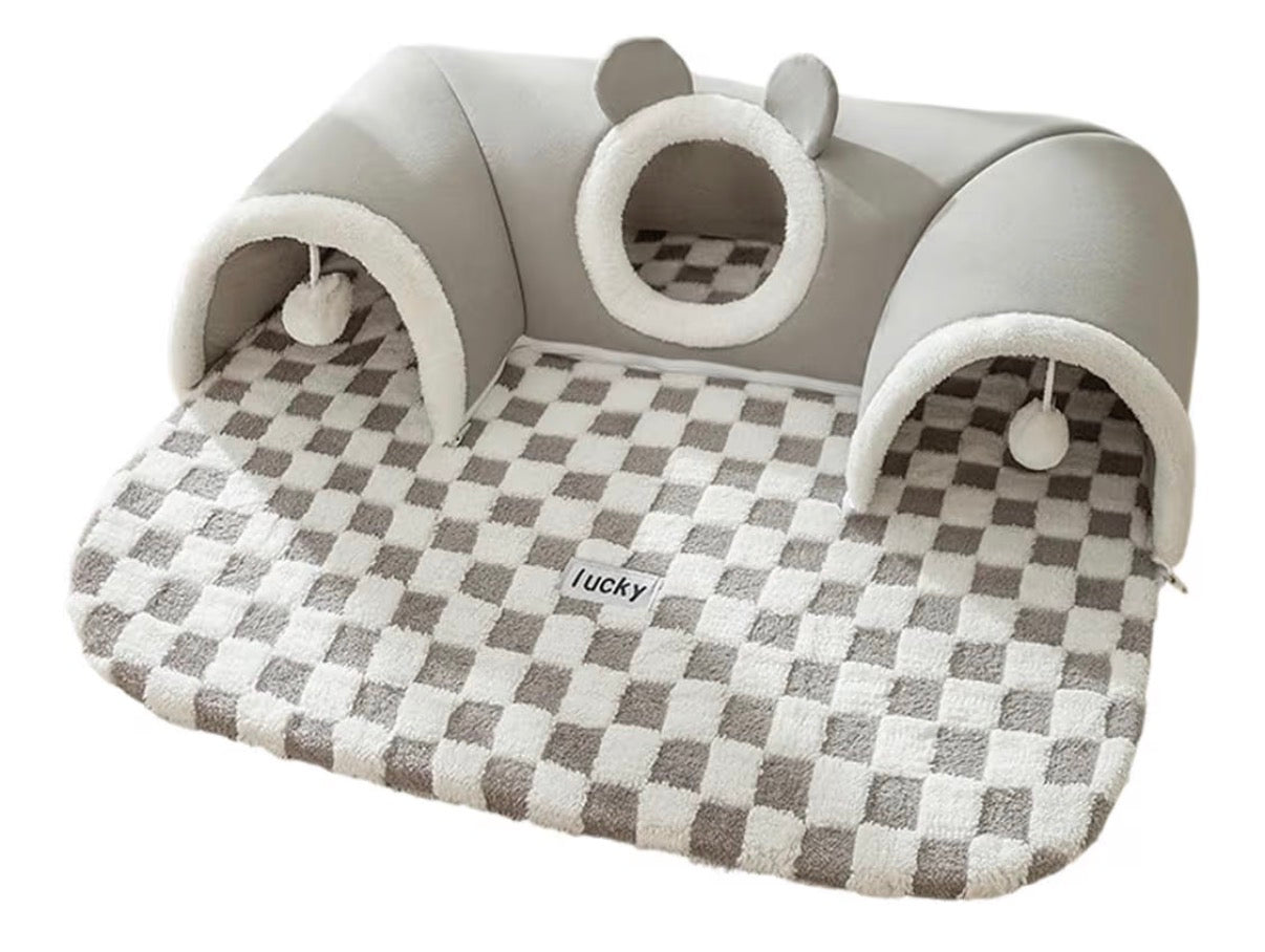 Tapis & Nid Tunnel Cache-Cache pour Chat – Aire de Jeu & de Repos