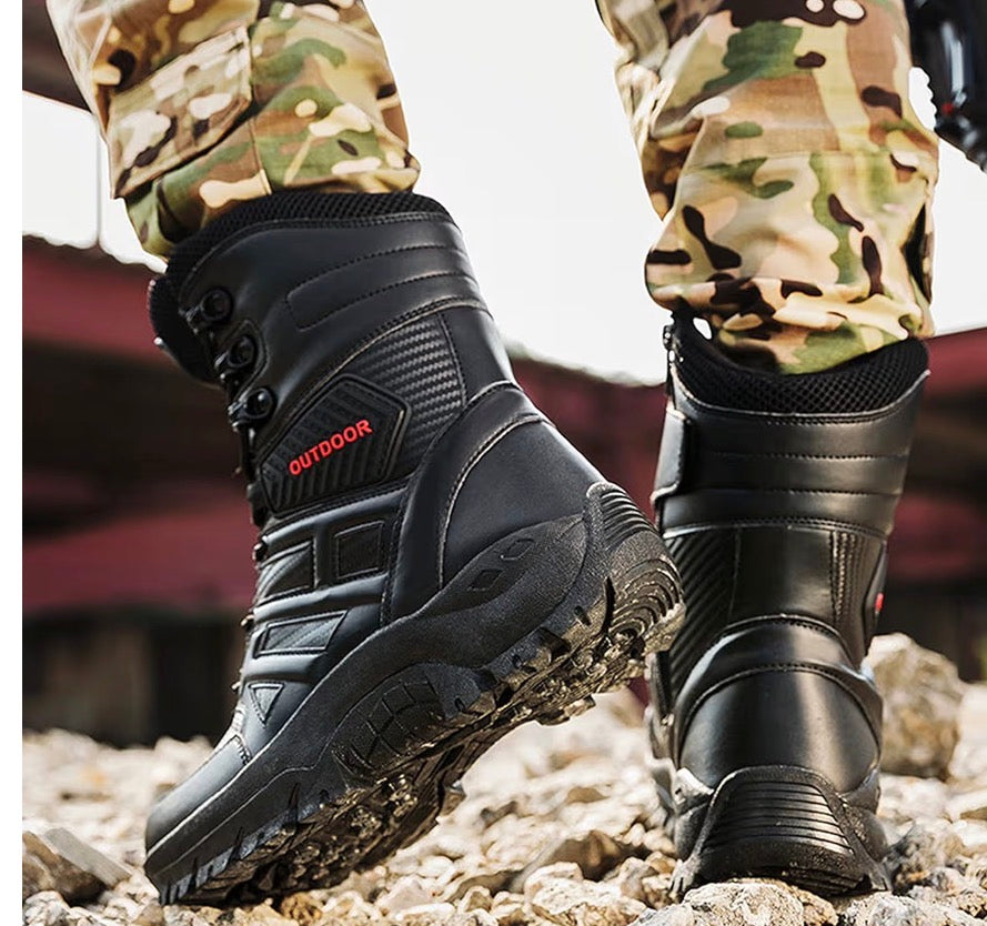 Rangers Tactique Cuir - Beige & Noir