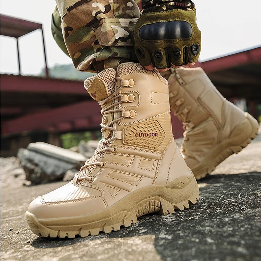 Rangers Tactique Cuir - Beige & Noir