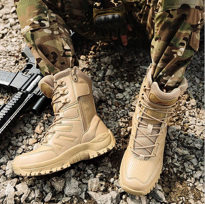 Rangers Tactique Cuir - Beige & Noir