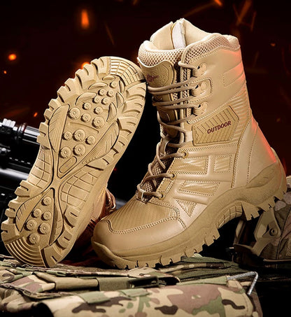 Rangers Tactique Cuir - Beige & Noir