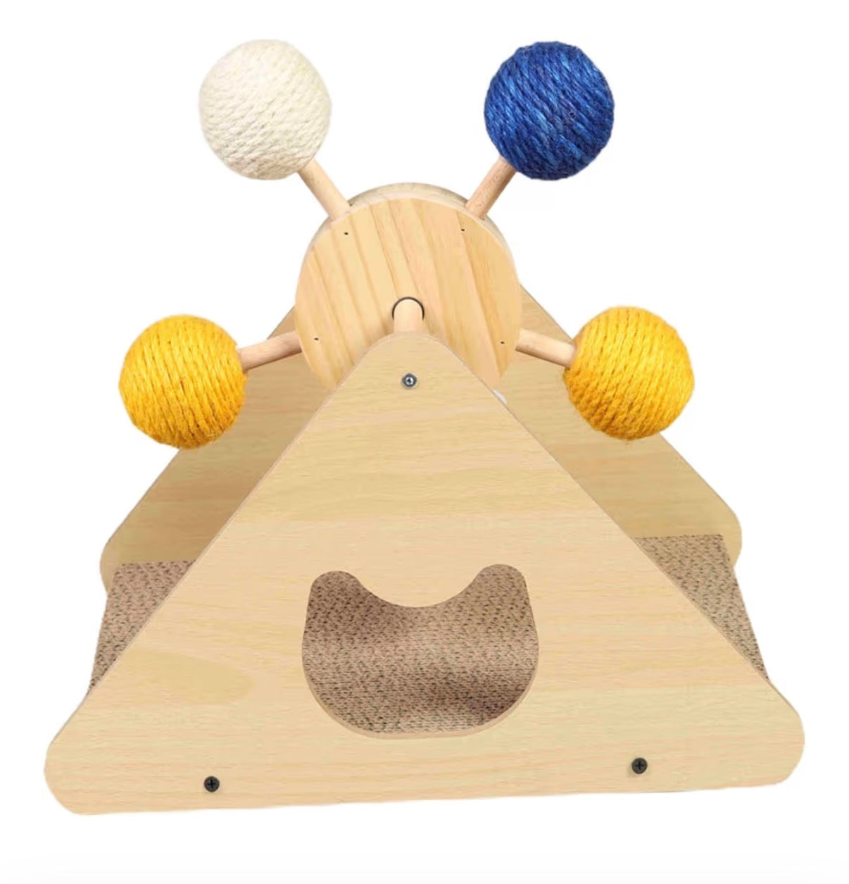 Tour d’Activité Rotative en Bois – Griffoir & Jeu Interactif pour Chat