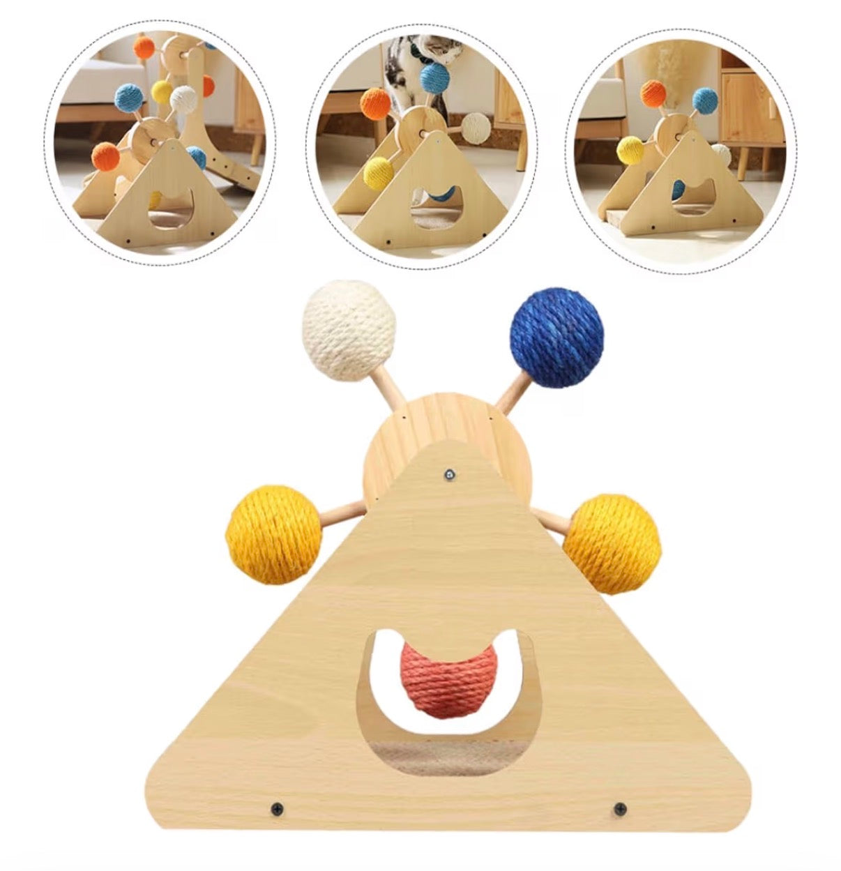 Tour d’Activité Rotative en Bois – Griffoir & Jeu Interactif pour Chat
