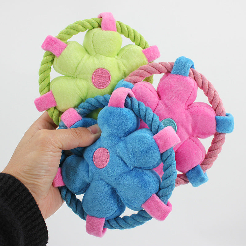 Frisbee Souple en Tissu & Corde pour Chien