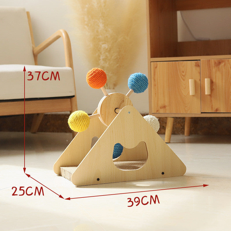 Tour d’Activité Rotative en Bois – Griffoir & Jeu Interactif pour Chat