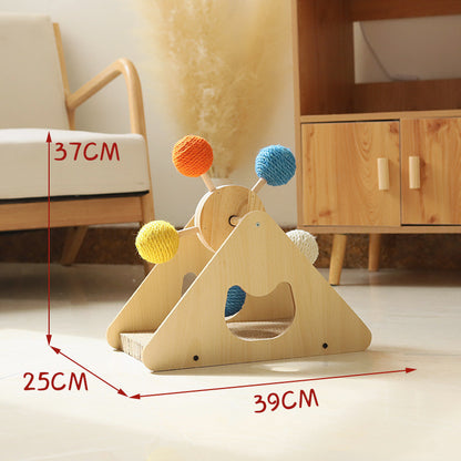 Tour d’Activité Rotative en Bois – Griffoir & Jeu Interactif pour Chat